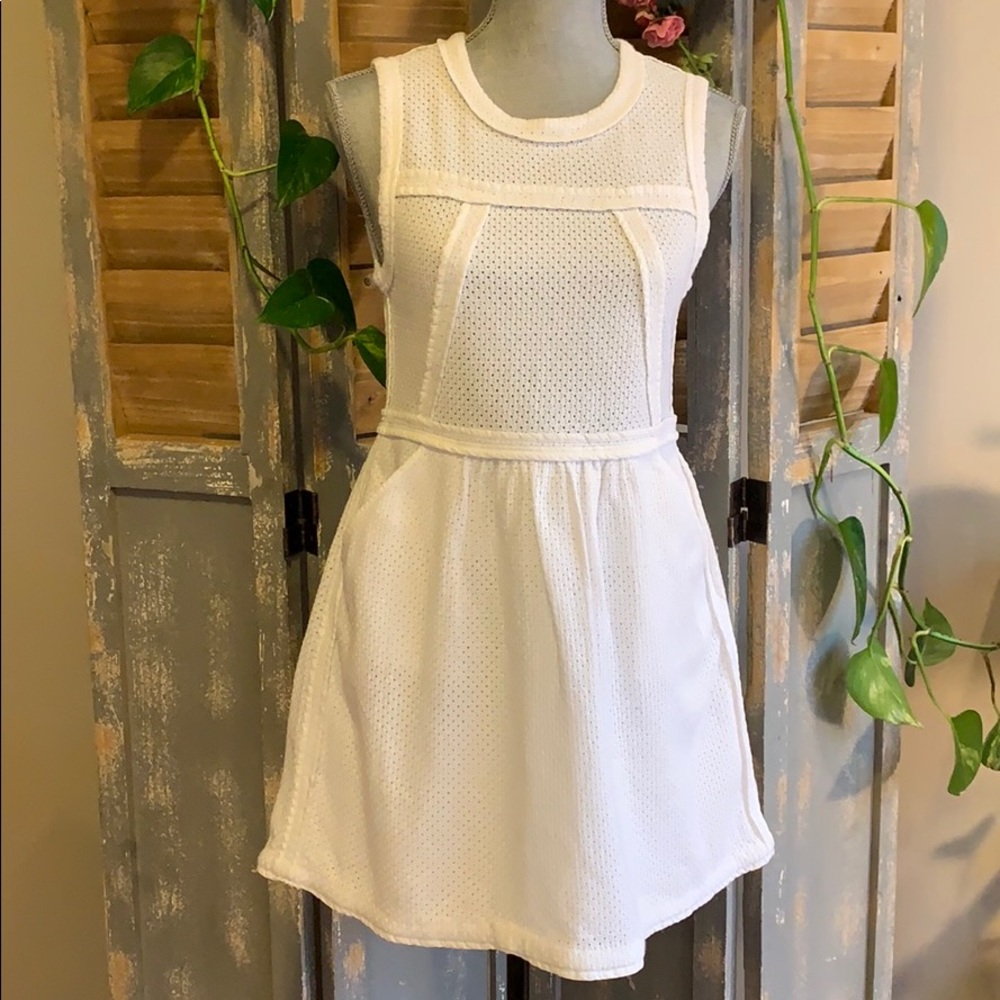 dRA sleeveless fit and flare eyelet knit dress